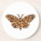 ボンビックスモリシルクモスライフサイクルシルエット コースター (正面)