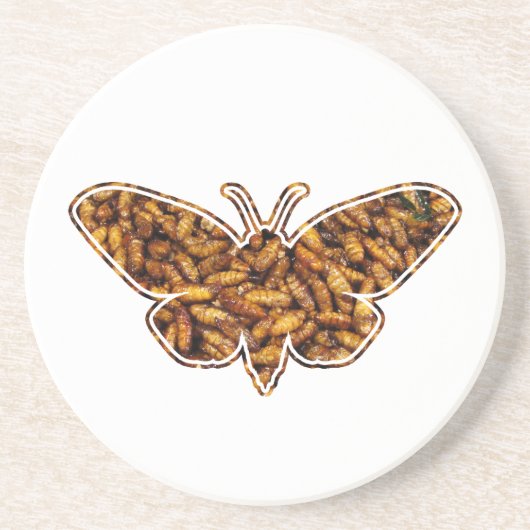 ボンビックスモリシルクモスライフサイクルシルエット コースター (正面)