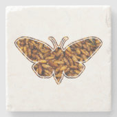 ボンビックスモリシルクモスライフサイクルシルエット ストーンコースター (正面)