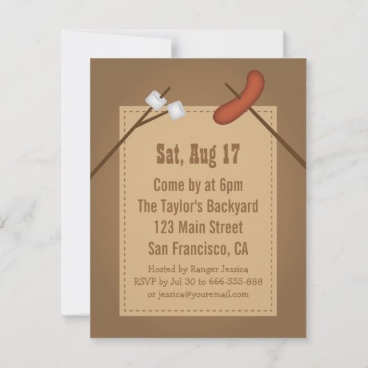 ボンファイアキャンピング誕生日パーティー 招待状 (裏面)