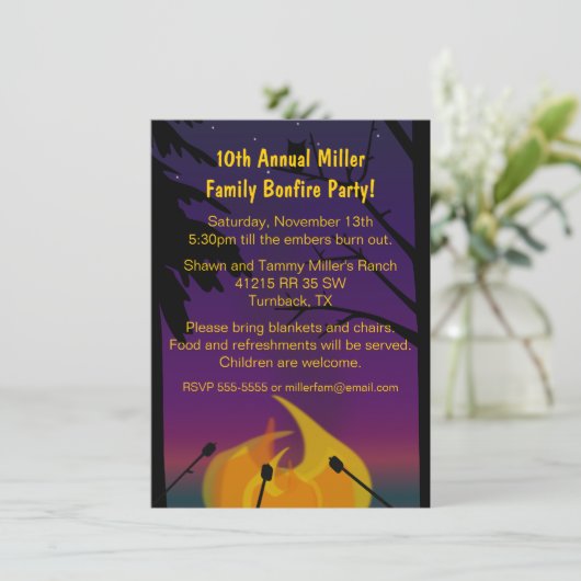 ボンファイア屋外パーティの招待状 招待状 (スタンド正面)