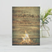 ボンファイア誕生日パーティーメン40素朴お祝い 招待状 (スタンド正面)