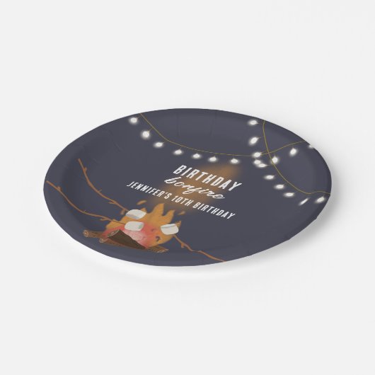 ボンファイア&キャンピングアウトドアキャンプファイアバースデーパーティー ペーパープレート (アングル)