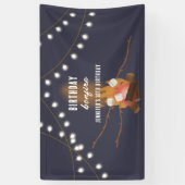 ボンファイア&キャンピングアウトドアキャンプファイアバースデーパーティー 横断幕 (縦)