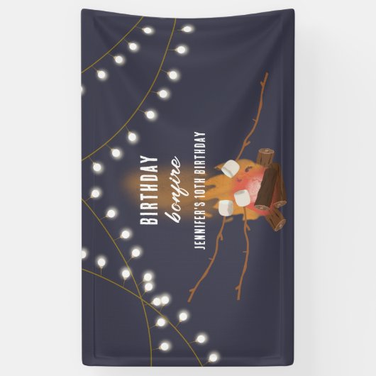 ボンファイア&キャンピングアウトドアキャンプファイアバースデーパーティー 横断幕 (縦)