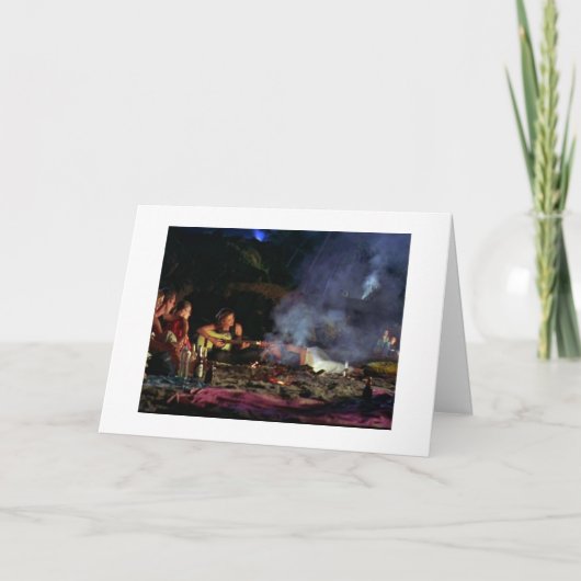 ボンファイア,フレンズ,ビーチ=ハッピーバースデーフレンド カード (正面)