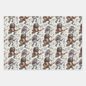 ボンフロギフロッグロックバンドおもしろいギフトラップセット ラッピングペーパーシート (正面3)