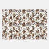 ボンフロギフロッグロックバンドおもしろいギフトラップセット ラッピングペーパーシート (正面2)