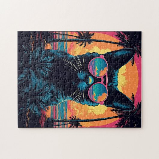 ボンベイ猫とサングラスビーチ ジグソーパズル (横)