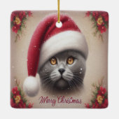 ボンベイ猫のクリスマス、ボンベイ子猫の楽しいクリスマス セラミックオーナメント (裏面)