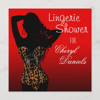 ボンベシェルリンジェリーレオパードコルセットブライダルシャワー 招待状