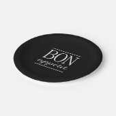 ボンペティットブラック&ホワイトタイポグラフィフード引用文 ペーパープレート (アングル)