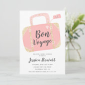 ボンボヤジスーツケースイエロー金ゴールドピンク離れパーティー 招待状 (スタンド正面)