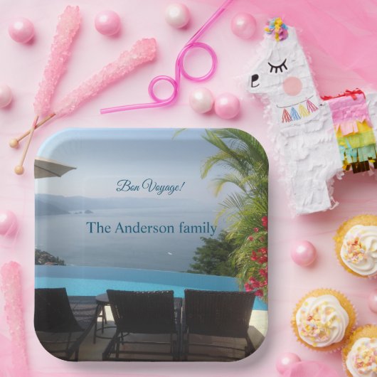 ボンボヤージュパーティーシーサイドリゾート写真 ペーパープレート (パーティー)