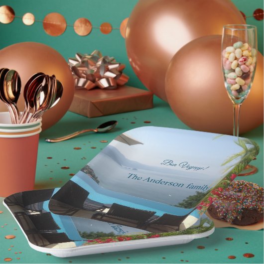 ボンボヤージュパーティーシーサイドリゾート写真 ペーパープレート (複数)