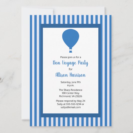 ボンボヤージュパーティー熱気球1人 招待状 (正面)