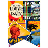 ボンボヤージュビンテージ旅行ラベルバンティング旗 バンティングフラッグ (第1の旗)