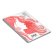 ボンボヤージュ女性シルエットin赤いハートモノグラム ノートブック (右側)