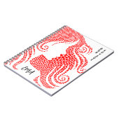 ボンボヤージュ女性シルエットin赤いハートモノグラム ノートブック (左側)