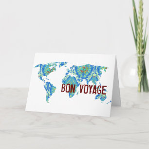 ボンボヤージュ Bohemian Pattered World Map Card カード