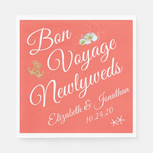 ボンボヤージョパーソナライズされたトロピカルハネムーンクルーズ スタンダードランチョンナプキン (正面)