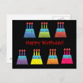 ボンボンパーティーレインボーお誕生日ケーキ ポストカード (正面/裏面)