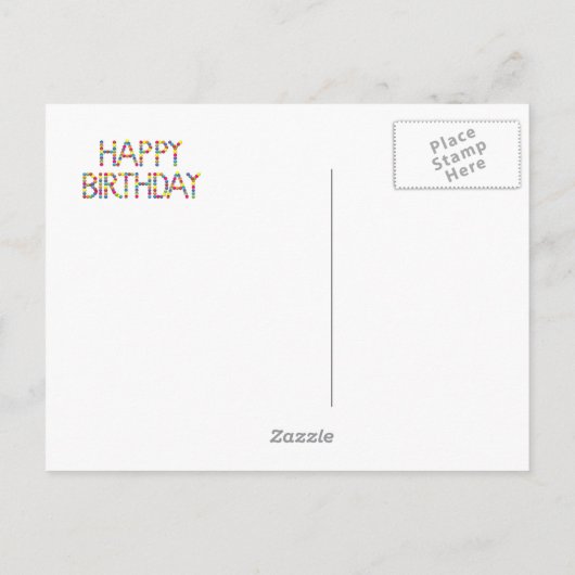 ボンボンパーティーレインボーハッピーバースデーはがき インビテーションポストカード (裏面)