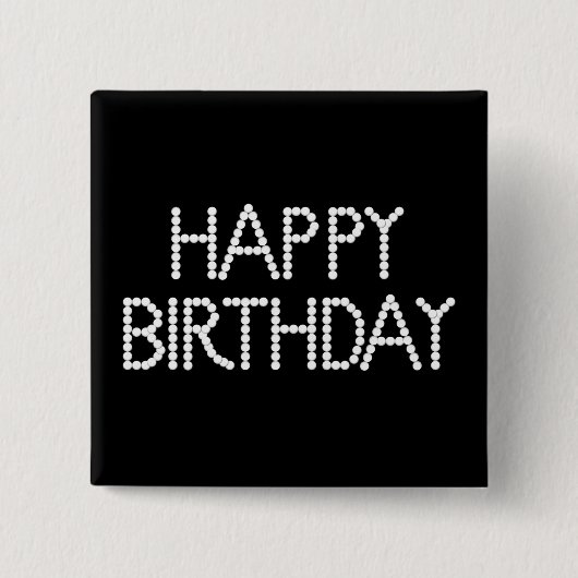 ボンボン菓子のパーティーのハッピーバースデーの黒く及び白いボタン 缶バッジ (正面)