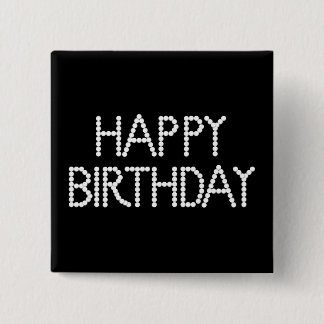 ボンボン菓子のパーティーのハッピーバースデーの黒く及び白いボタン 缶バッジ