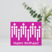 ボンボン菓子のパーティーの虹のハッピーバースデーの郵便はがき ポストカード (スタンド正面)