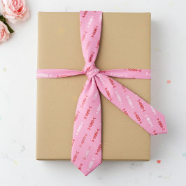 ボンボン赤と白オンピンク ネクタイ