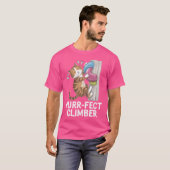 ボーおもしろいダリングキャットロック登山猫好きデ Tシャツ (正面フル)