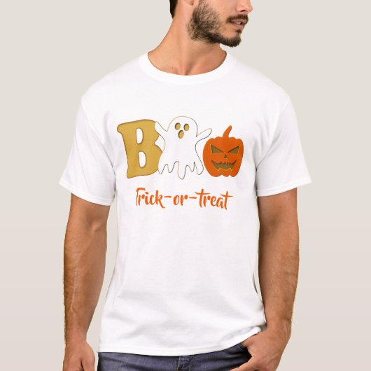 ボーおもしろいハロウィーンのメンズTシャツ Tシャツ (正面)