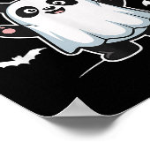 ボーおもしろいパンダハロウィーン幽霊デシング子供へ ポスター (角)
