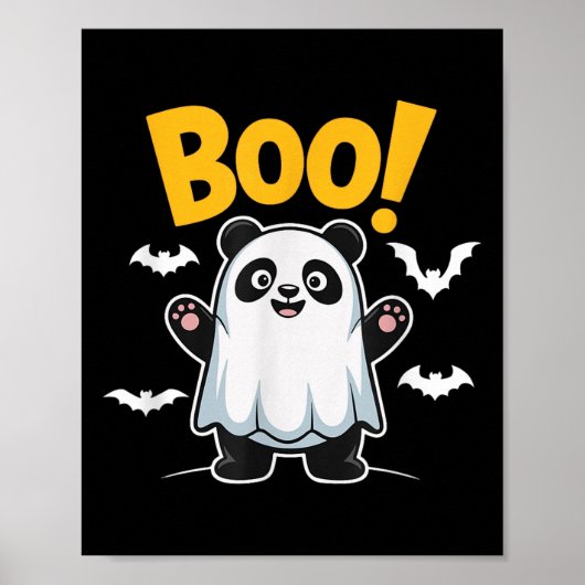 ボーおもしろいパンダハロウィーン幽霊デシング子供へ ポスター (正面)