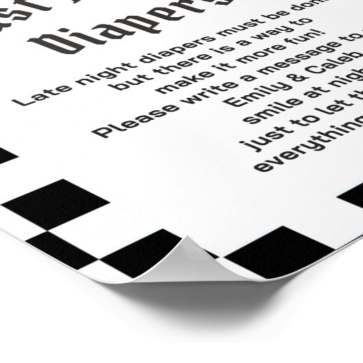 ボーおもしろいー「深夜寝用おむつ」赤ちゃんシャワーゲーム ポスター (角)