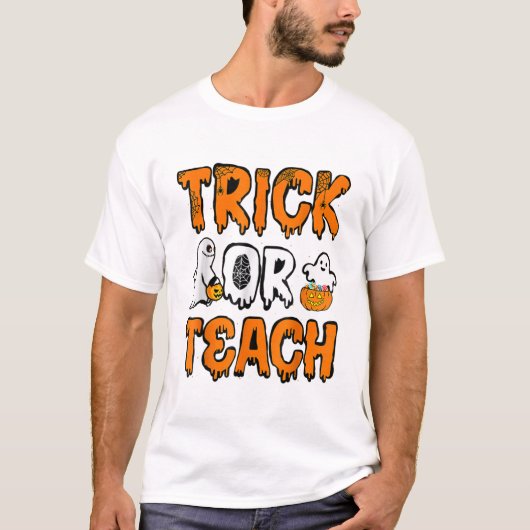 ボーおもしろい幽霊トリックア教え幽霊先生ハロ Tシャツ (正面)