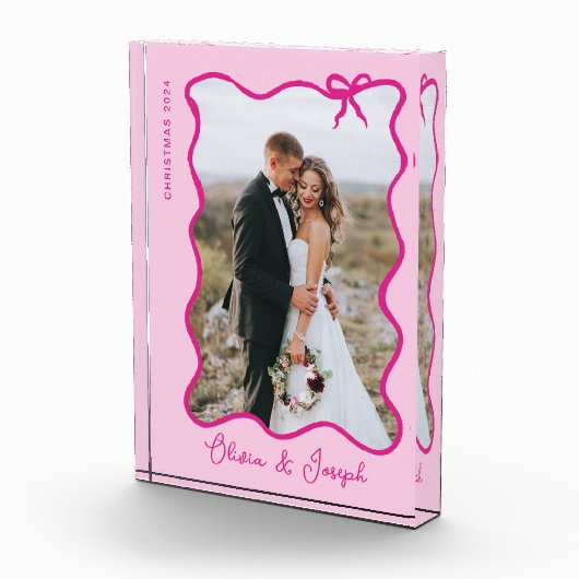 ボーお洒落ウ | ピンクの波状のフォトフレーム フォトブロック (右)