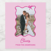 ボーお洒落ウ | ピンクの波状の写真 ワインラベル (シングルラベル)