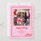 ボーお洒落ウ | フォトハッピーホリデーズピンクと赤 シーズンカード (正面)