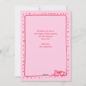 ボーお洒落ウ | フォトハッピーホリデーズピンクと赤 シーズンカード (裏面)