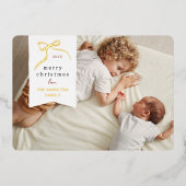 ボーお洒落ウ | リボン手描きクリスマスフォト 箔シーズンカード (正面)