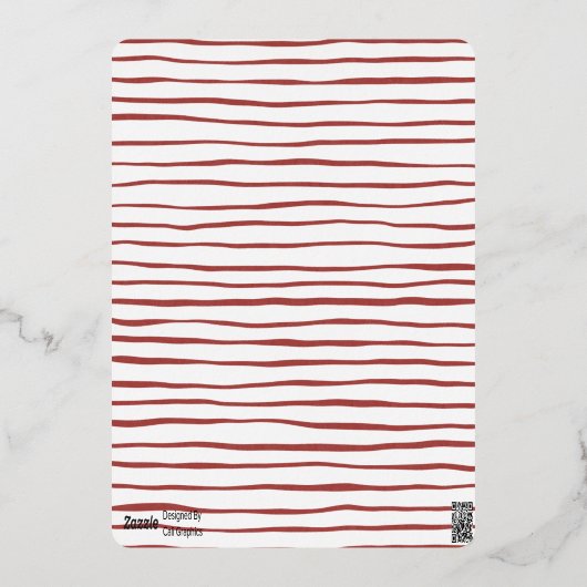 ボーお洒落ウ | リボン手描きクリスマスフォト 箔シーズンカード (裏面)