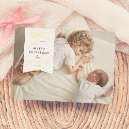 ボーお洒落ウ | リボン手描きクリスマスフォト 箔シーズンカード