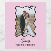 ボーお洒落ウ | 波状赤面ピンクと黒の写真 ワインラベル (シングルラベル)