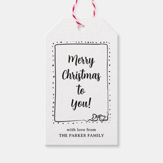 ボーお洒落ウ | 白黒のメリークリスマス ギフトタグ (正面)