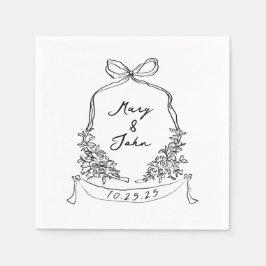 ボーお洒落クレスト結婚ナプキン スタンダードカクテルナプキン