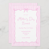 ボーお洒落ピンクマザーズデイブランチ招待状 招待状 (正面/裏面)