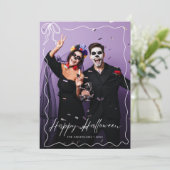 ボーお洒落フレームハッピーハローウィン写真 カード (スタンド正面)