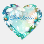 ボーお洒落フローラデイジーとハート ハートシール (正面)